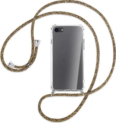 Produktbild von Handykette Backcover-Schutzhülle mit Band (Metall silberfarben) für Apple iPhone 7, iPhone 8 - braun+beige