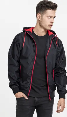 Obrázok produktu pre Urban Classics - CONTRAST WINDBREAKER schwarz / rot - 3XL