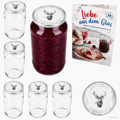 Produktbild von 6er Set Sturzglas 1062ml Alois Hirsch Deckel Heft