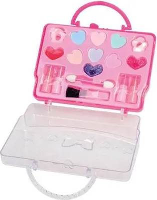 Produktbild von Schminkkoffer mit Tragegriff ca. 15 cm, inkl. versch. Lipglossen, Lippenstiften, Lidschatten, Applik