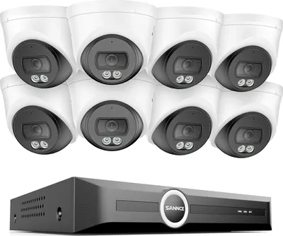 Zdjęcie produktu dla System kamer bezpieczeństwa, monitoring 3 MP, funkcja noktowizora, 8 kamer, brak
