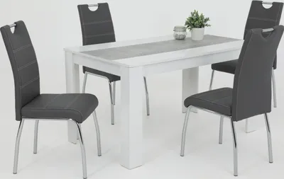 Image de Table de salle à manger Lilo -Reproduction blanc / optique béton - Dimensions 138 x 80 x 76 cm