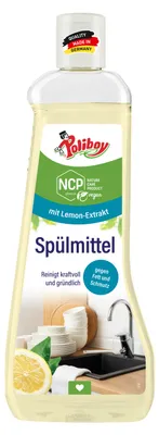 Produktbild von Poliboy NCP Spülmittel mit Lemon-Extrakt - 500ml - vegane, natürliche Wirkstoffe zum Reinigen von Geschirr