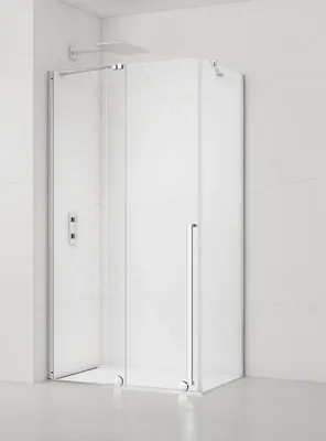 Produktbild von SAT Rechteckige Duschkabine120 x 90 cm EasyClean Klarglas 8mm mit Gleittür/Schiebetür, Chrom