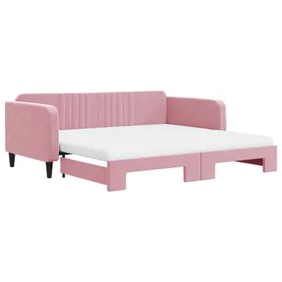 Obrázok produktu pre vidaXL Rozkladacia posteľ s matracmi Ružová 100x200 cm Velvet