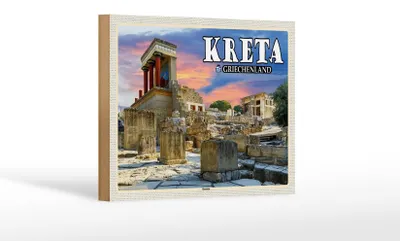 Produktbild von Holzschild Reise 18x12 cm Kreta Griechenland Knossos Palast