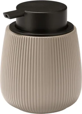 Produktbild von BERILO | Seifenspender - Flüssigkeitsspender - 11 x 9 cm - beige - gestreift - mit Dosierpumpe