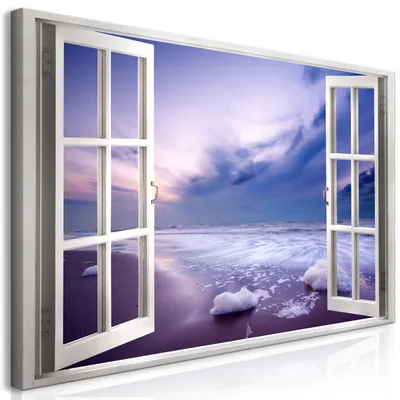 Produktbild von Wandbild Mega XXXL Fensterblick 250x125 cm Einteiliger XXL-Format Kunstdruck zur Selbstmontage Leinwandbilder moderne Bilder DIY Wanddekoration Wohnung Deko Strand Meer c-C-0371-ak-e
