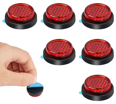 Produktbild von Runde Reflektoren, 6 Stück, 24 mm Durchmesser, selbstklebend, rot, für Fahrzeuge