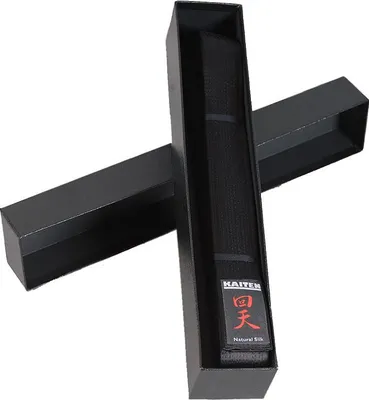 Produktbild von KAITEN Karategürtel Schwarz Naturseidengurt - 4 cm Breit - Schwarzgurt Naturseide - Länge 300 cm
