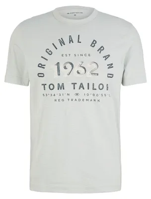 Produktbild von TOM TAILOR Gestreiftes Shirt Rundhals Bedrucktes T-Shirt mit Print Größe: S
