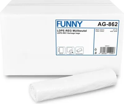 Produktbild von Müllbeutel Funny - 1250 Abfallbeutel – extra - weiß - ca. 30 L - Müllsäcke