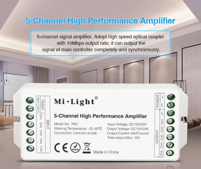 Immagine prodotto di MiBoxer amplificatore di segnale PA5 12-24V 5 canali fino a 15A