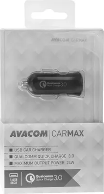 Produktbild von Avacom 24W Carmax Car Charger With Qualcomm Quick Charge 3.0, Black