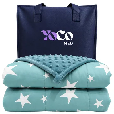 YoCo Med Couverture lestée enfant 120 × 90 cm 2,4 kg – Étoiles Vertes