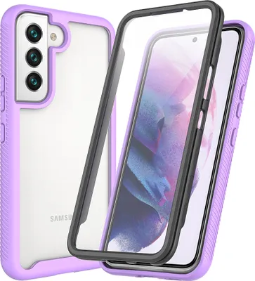 A clear product shot of a phone case with a phone inside, presented against a white background.
