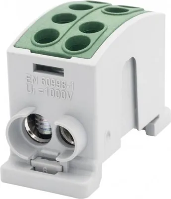 Imagen del producto de Conector de carril din (tipo F-elektro HLK 125A-2), color verde, grado de protección IP20