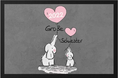 Produktbild von Ich werde Große Schwester 2022 Fußmatte Schwangerschaft Verkündung Geburt Big Sister Geschenk Elefant