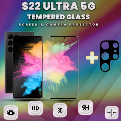 Obrázek produktu pro Ochranný kryt displeje a objektivu Samsung Galaxy S22 ULTRA 5G z tvrzeného skla 9H