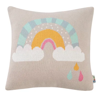 Produktbild von howa Dekokissen 'be happy' mit Regenbogen inkl. Füllung, taupe, Baumwolle, Strick, 35x35cm 8903
