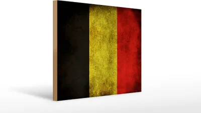 Produktbild von Holzschild Flagge Belgien, 40 x 30 cm, Holzschilder Fahne Nationalität