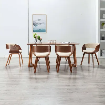 Produktbild von The Living Store Esszimmerstühle 6 Stk. Creme Bugholz und Kunstleder