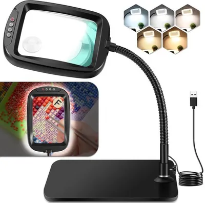 Image de Loupe Azomor® avec éclairage et support pour un travail et une lecture précis, grossissement 10x