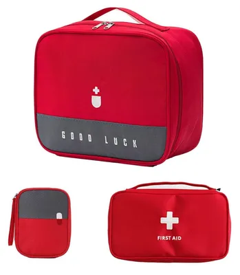 Produktbild von Medikamententasche 3 Stück Wasserdicht Medizin Aufbewahrungstasche Erste Hilfe Tasche Rot