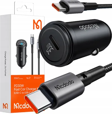Immagine prodotto di Mcdodo Caricabatterie da auto veloce per telefono Usb-C Led + Cavo Usb-C 1M