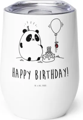 Produktbild von Mr. & Mrs. Panda Thermo Becher Panda Geburtstag - Weiß - Geschenk, glühweinbecher, kaffee tasse, thermosbecher, Thermobecher, isoliertasse