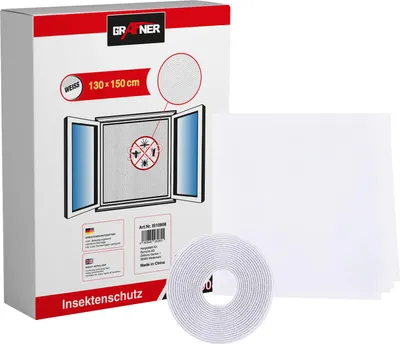 Produktbild von Grafner Insektenschutz Fliegengitter Fenster 130x150cm weiß mit Klettband Gitter Mückenschutz