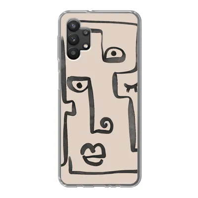 Produktbild von MuchoWow® Handyhülle Schutzhülle Hülle für Samsung Galaxy A32 5G Auge - Lippen - Strichzeichnung Silikon Softcase Handy Hülle - Softcase