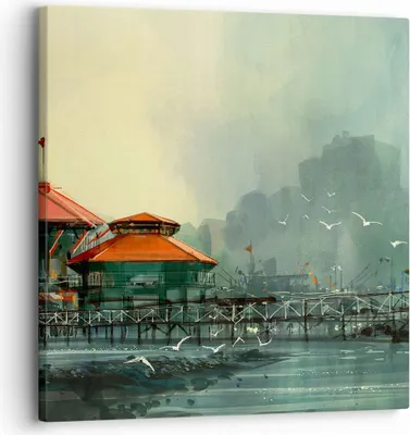 Produktbild von Bild auf Leinwand - Leinwandbild - Meer Ufer Möwe - 30x30cm - Wand Bild - Wanddeko - Wandbilder - Leinwanddruck - Bilder - Kunstdruck - Wanddekoration - Leinwand bilder - Wandkunst - AC30x30-3828