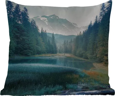 Produktbild von MuchoWow® Outdoor Kissen - Wald - Gras - Berge - Bäume - Natur - 50x50 cm - Wetterfest - Lounge Kissen - Komfortabel - Kissen mit Bild