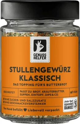 Produktbild von Stullengewürz Klassisch, geschrotet, Stullenwürzer für mehr Geschmack auf dem Brot, 85g im Glas