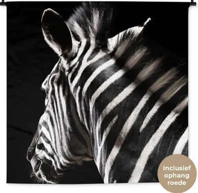 Produktbild von MuchoWow® Wandteppich Wandbehang Zebra - Wilde Tiere - Muster 150x150 cm Tapisserie Dekoration Wandtuch - Wohnaccessoires - Modernes