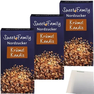 Produktbild von Nordzucker Krümel Kandis braun mit angenehmer Karamellnote 3er Pack (3x500g Packung) + usy Block