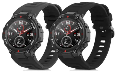 Produktbild von kwmobile 2x Uhrenarmband für Huami Amazfit T-Rex / T-Rex Pro Armband - Fitnesstracker Band Set aus TPU Silikon - Ersatzarmband Smartwatch - Schwarz
