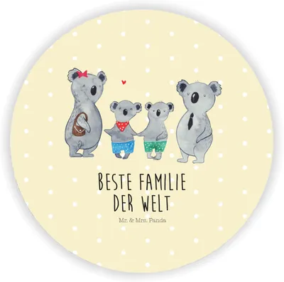 Produktbild von Mr. & Mrs. Panda Kühlschrankmagnet Koala Familie zwei - Gelb Pastell - Geschenk, Muttertag, Koalabär, Notizhalter, whiteboardmagnet, magnet für kühlschrank, pinwand