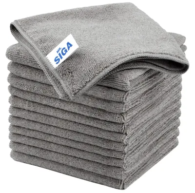 Produktbild von MR.SIGA Mikrofaser-Reinigungstuch, Allzweck-Mikrofasertücher, streifenfreie Reinigungstücher, 12er-Pack, Grau, Größe 32 x 32 cm(12,6 x 12,6 Zoll)