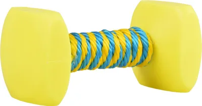 Produktbild von Duvo+ Hundespielzeug Hantel mit Seil blau/gelb, Maße: 17 x 8 cm