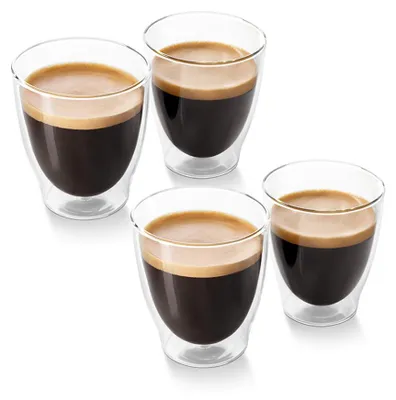 Produktbild von Tchibo Caffè Crema Gläser im 4-er Set, doppelwandig im modernen Design, heiß und kalt genießen