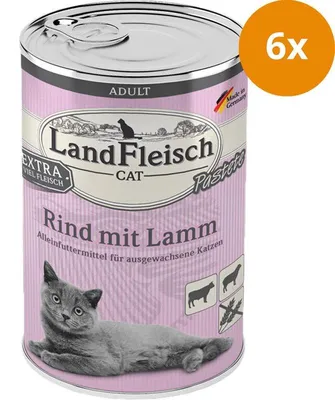 Produktbild von Landfleisch Cat Adult Pastete Rind Mit Lamm, Adult, Lamm, 400 g, Ohne Soja, Ohne künstliche Farbstoffe