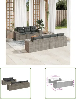 Produktbild von The Living Store 8-tlg. Garten-Sofagarnitur mit Kissen Grau Poly Rattan