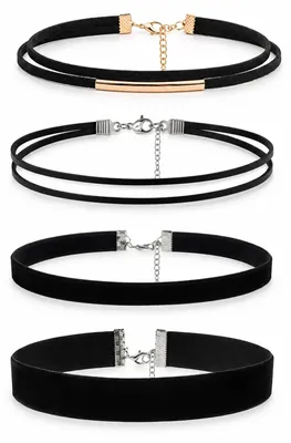 Produktbild von Muwirru 4 Pcs Choker Kette Damen Schwarz Gothic Halsband Samt Halsband Set