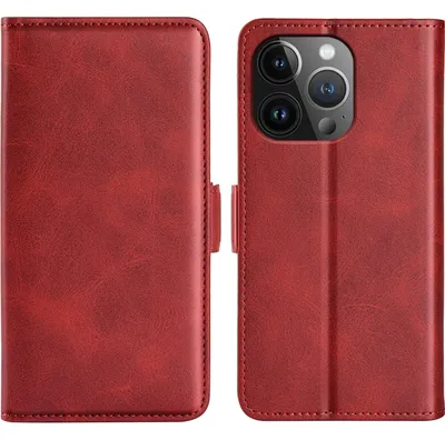 Produktbild von Mobigear Slim Magnet iPhone 15 Pro Hülle Klapphülle Geldbörse - Rot