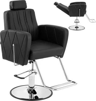 Obrázek produktu pro Expondo physa kadeřnické křeslo s opěrkou nohou – 56–71 cm – 200 kg – černé, stříbrné