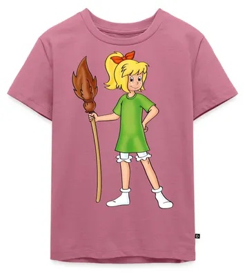 Produktbild von Spreadshirt Bibi Blocksberg Mit Ihrem Besen Kartoffelbrei Kinder Premium T-Shirt, 110/116 (4 Jahre), Mauve