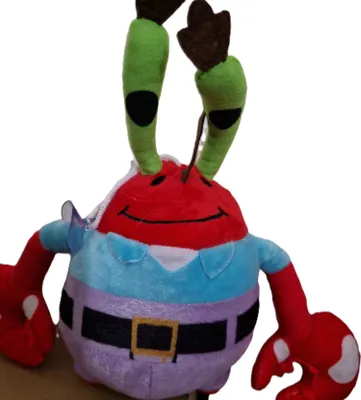 A plush toy of Mr. Krabs from Spongebob Squarepants.