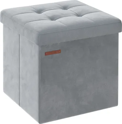 Produktbild von SONGMICS Sitzbank mit Stauraum aus Samt, klappbare Sitztruhe, Aufbewahrungsbox mit Deckel, Fußbank, 38 x 38 x 38 cm, bis 300 kg belastbar, für Flur